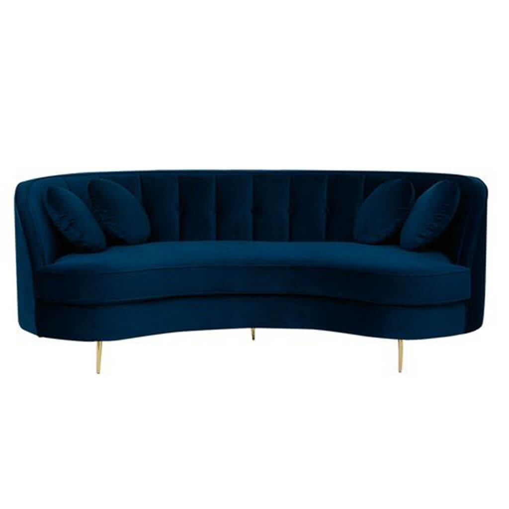 Sofa Retro 200cm Veludo Azul Marinho Lilies Moveis
