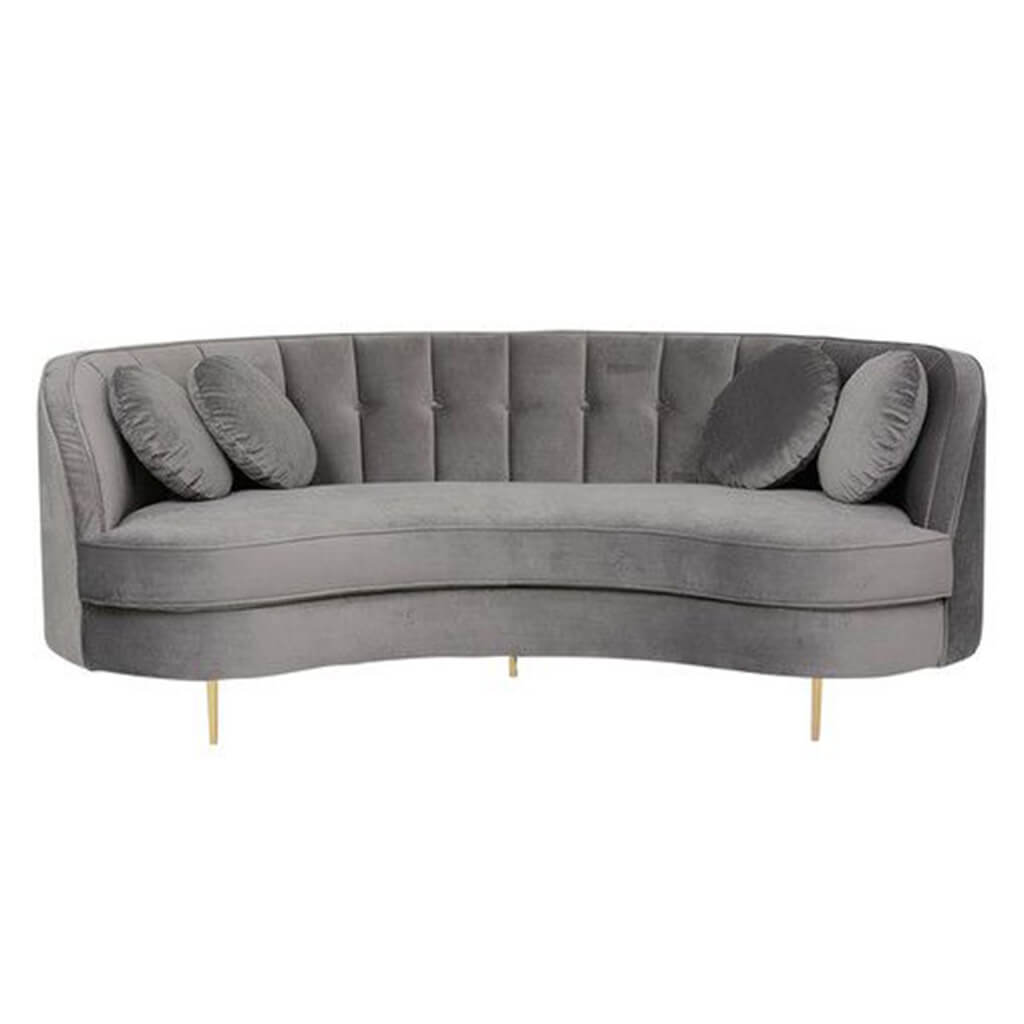 Sofa Retro 200cm Veludo Cinza Lilies Moveis