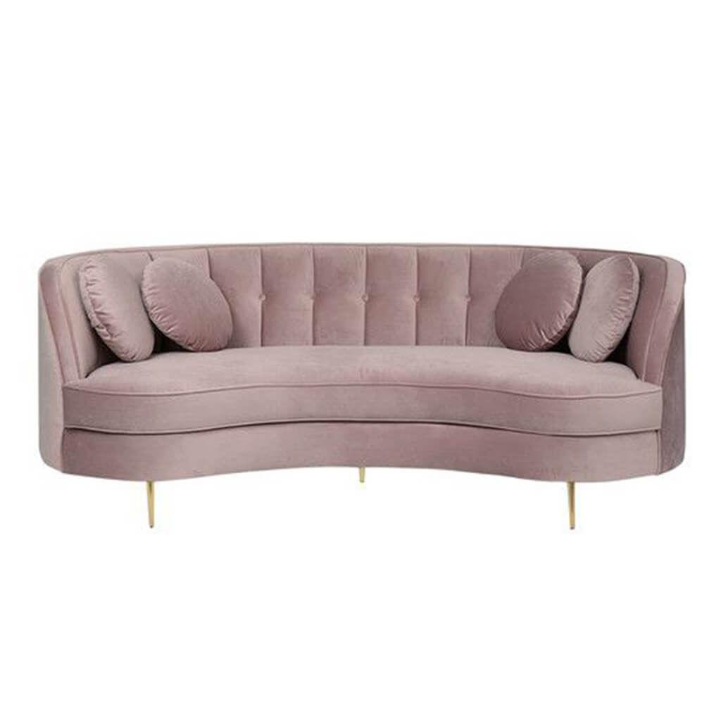 Sofa Retro 200cm Veludo Rosa Lilies Moveis