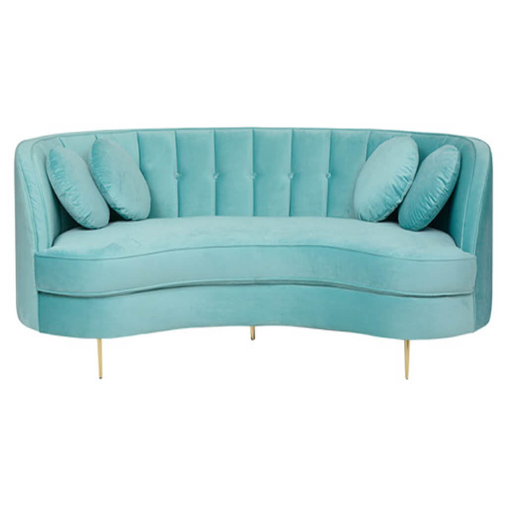 Sofa Retro 200cm Veludo Verde Tiffany Lilies Moveis